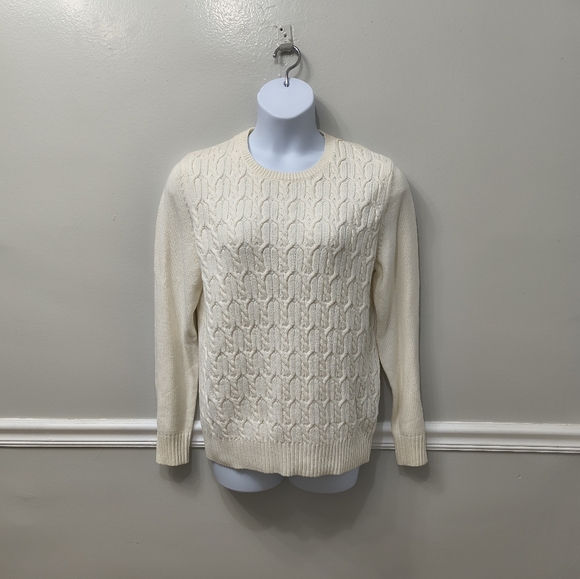 Tommy Hilfiger Mens Flag Logo Cable Knit Sweater Beige Cream Size XXL Old Money - Picture 1 of 12